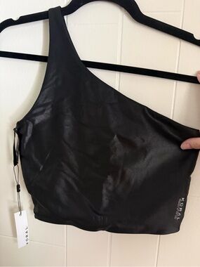 Koral Black Athletic Top with Logo Print